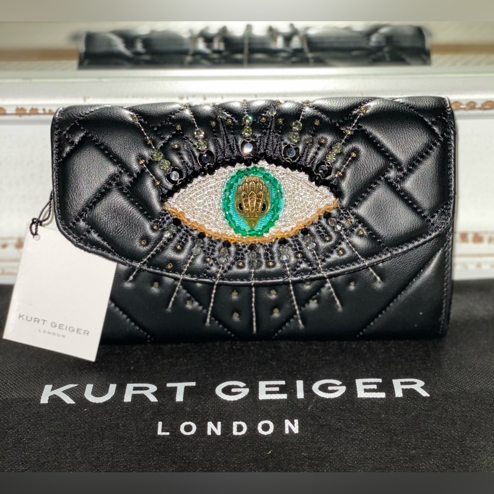 KURT GEIGER LONDON Kensington Eye Quilted Leather Wallet on a Chain